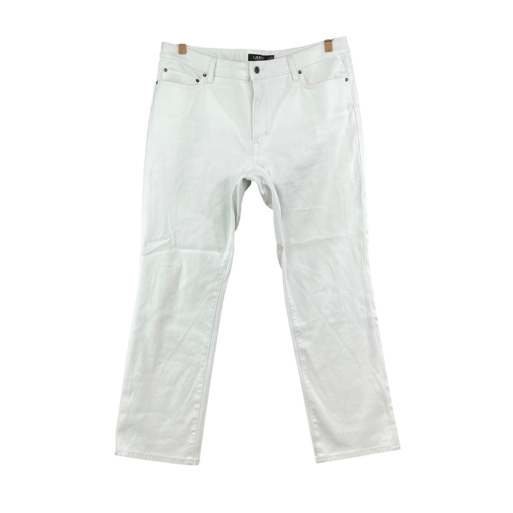 Lauren Ralph Lauren Jean Women 18 White Straight Leg Denim Pants Classic Stretch